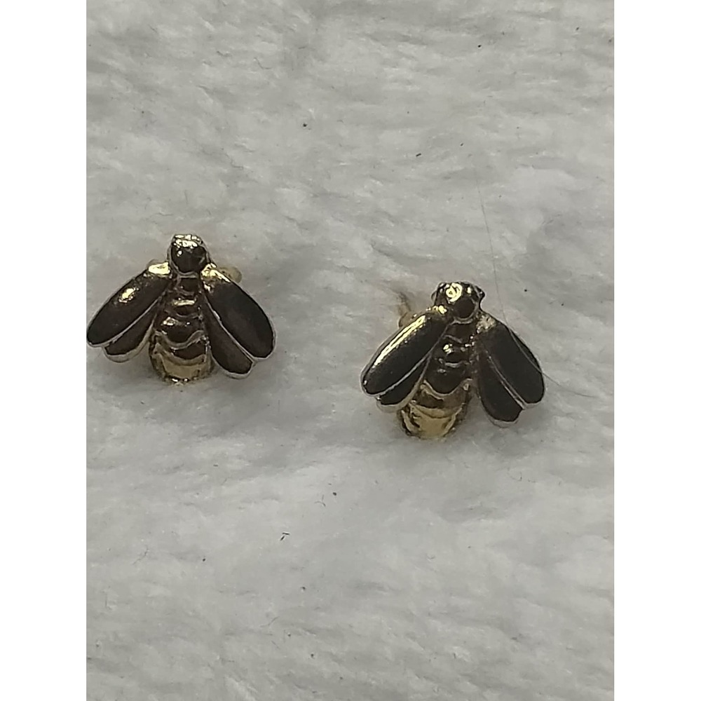 Gold Tone Bumblebee Stud Earrings Tiny Honey Bee‎ Insect Nature Jewelry Women